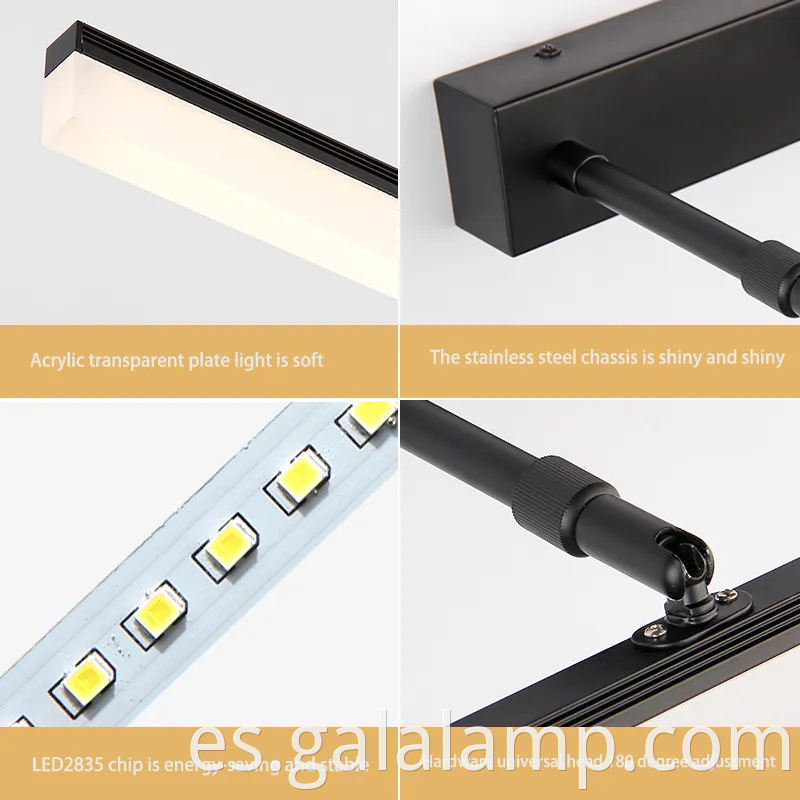 Luz de espejo LED extensible impermeable para una fácil instalación